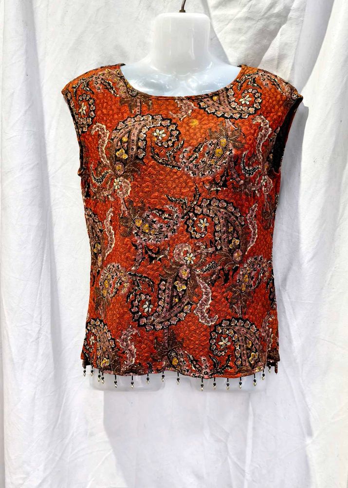 18211. Paisley Print Sleeveless Top