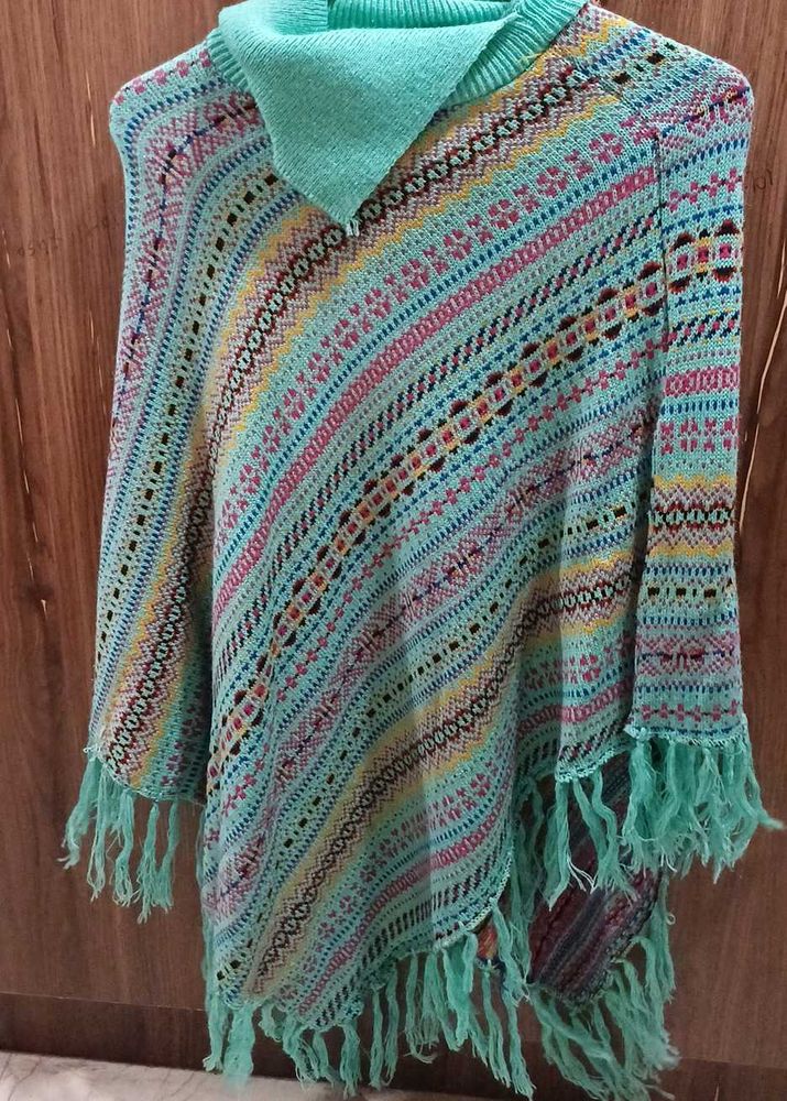 Striped &amp; Geometric Poncho