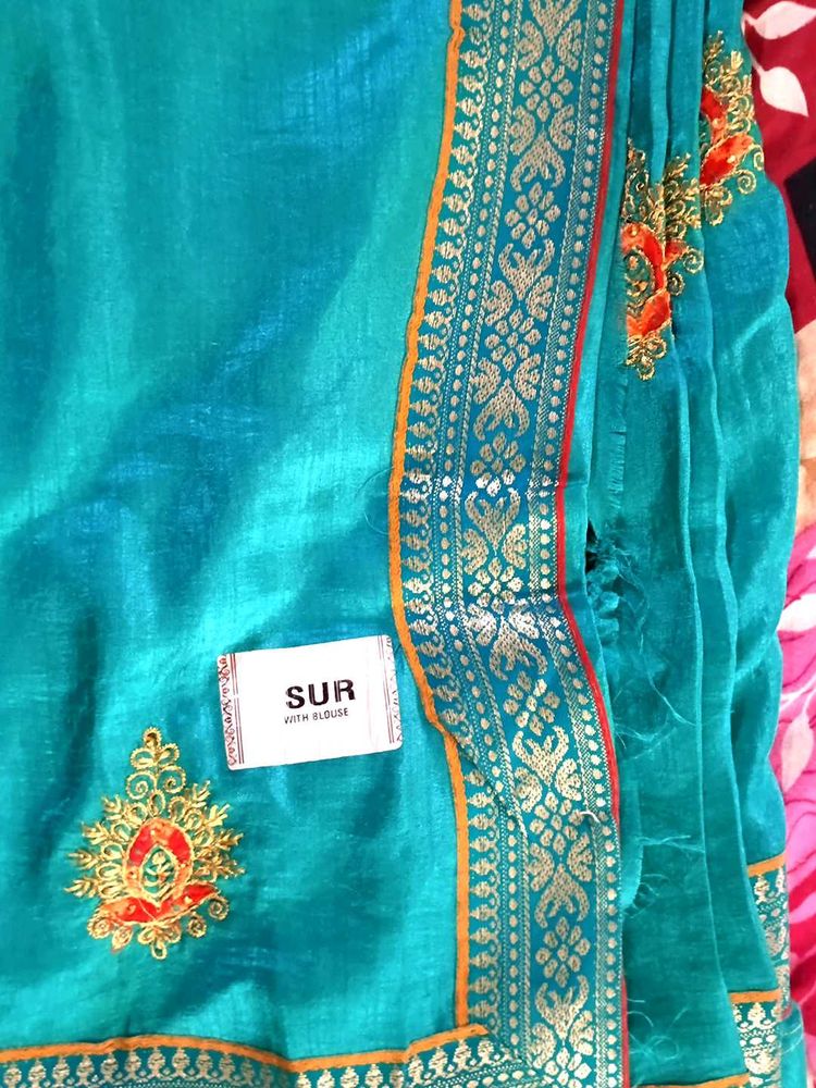 Sea Green/Cyan Colour Saree