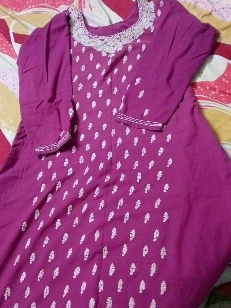 ElegantPurple Embroidered salwar kurti garam suit