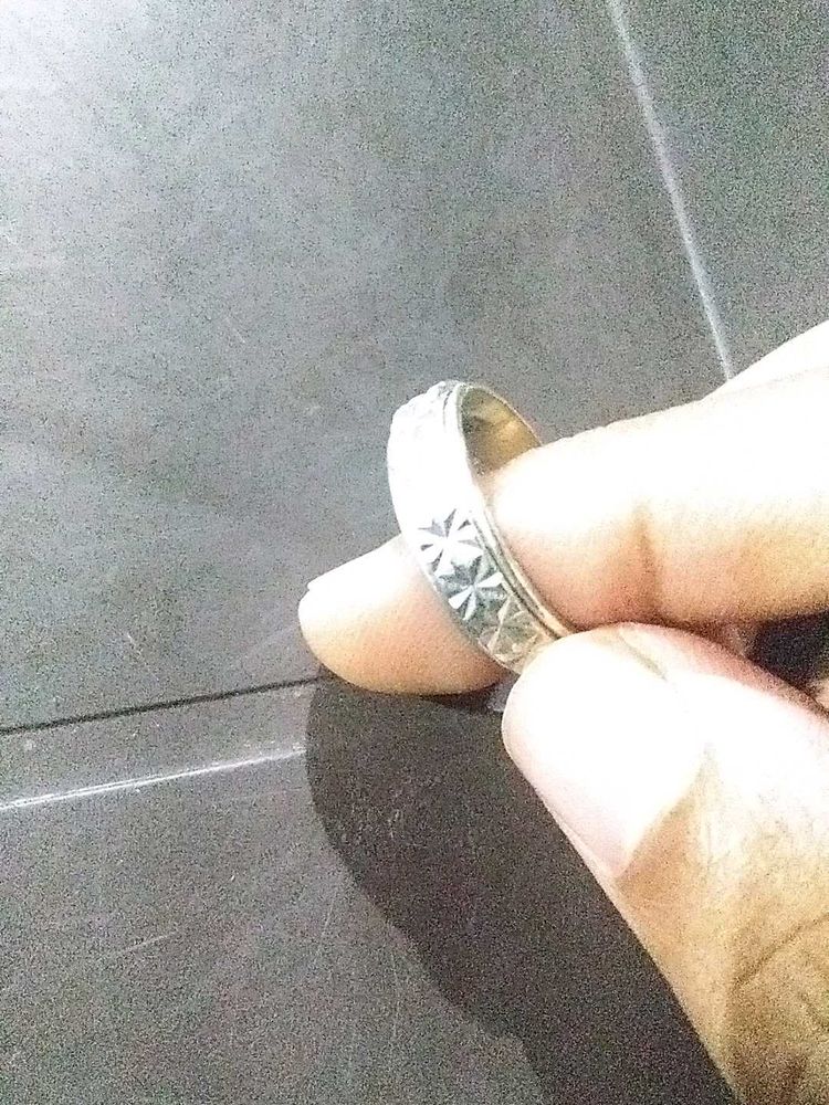 Golden Silver And Blue Designed Ring