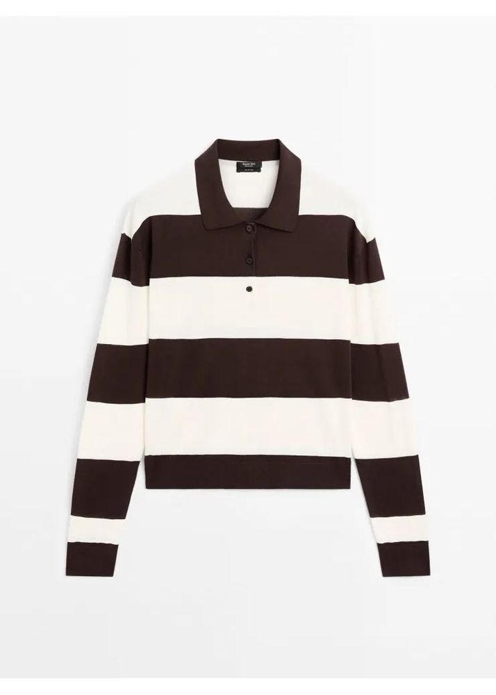 Striped Long Sleeve Polo Top