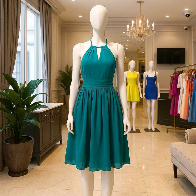 Emerald Green Halter Midi Dress