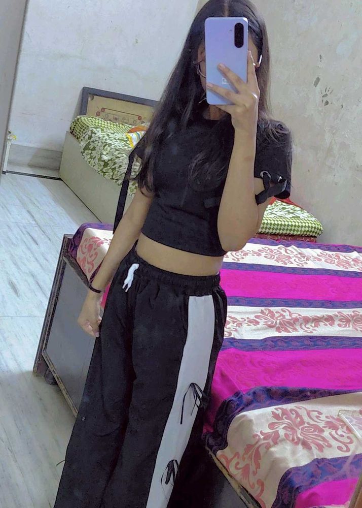 Track Bow Aesthetic Pants Set 🎀