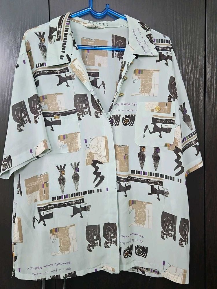 Abstract Print Button-Down Shirt
