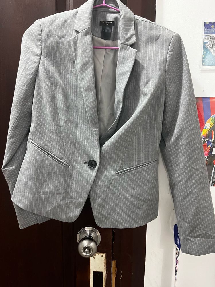 Ann Taylor Gray Pinstripe Blazer