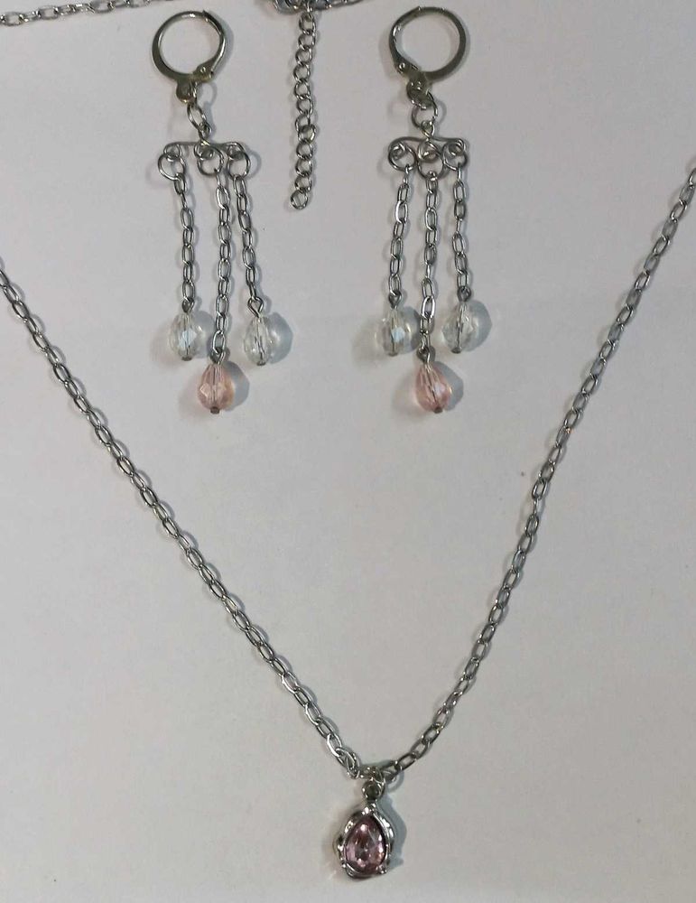 Elegant Crystal Drop Necklace &amp; Hoop Earrings 💎✨