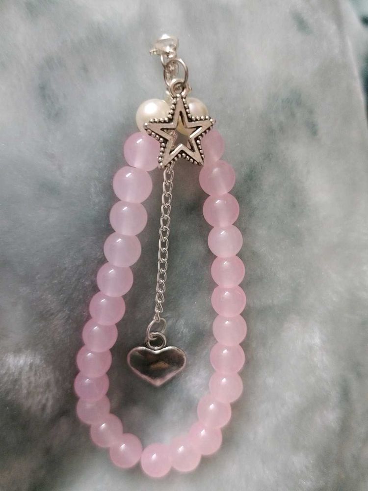 Pink Beaded phone charm