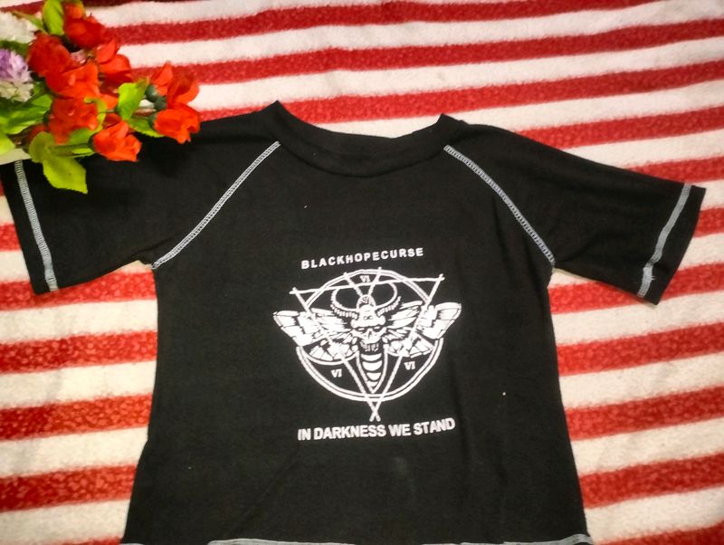 Black Top With White Coloured Work.