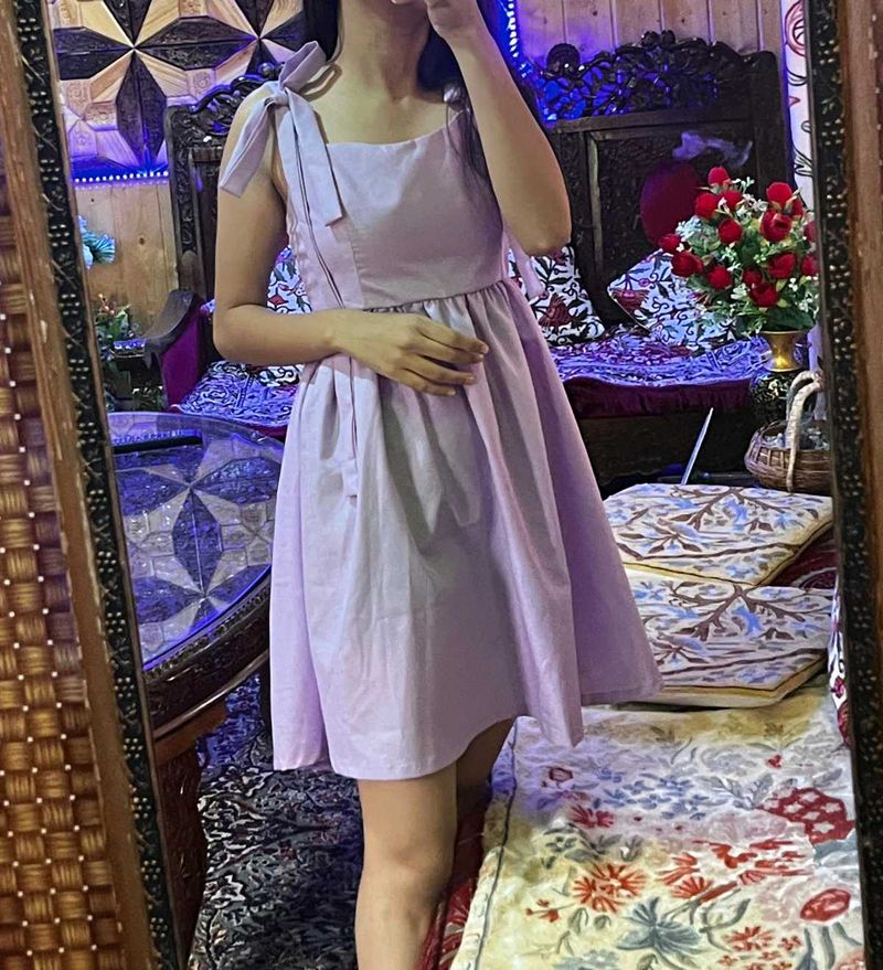 Shoulder Strap Gathered Fit &amp; Flare Dress