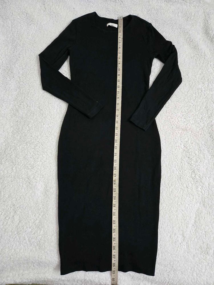 Elegant Black Midi Bodycon Dress bust 34~36