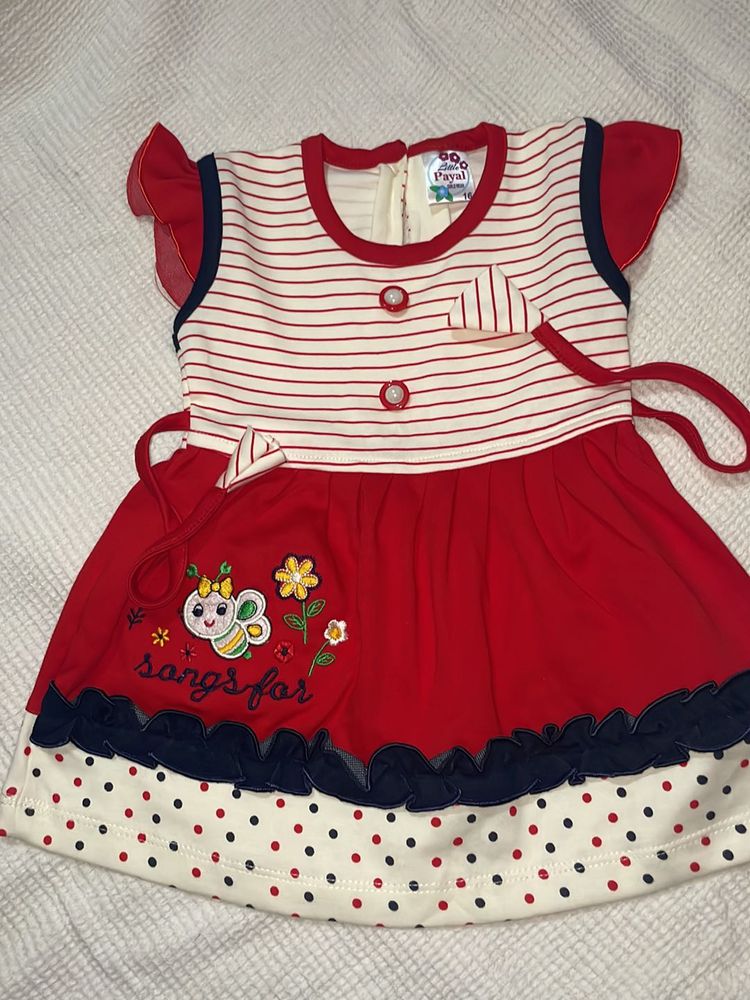 Cute Red &amp; White Baby Dress