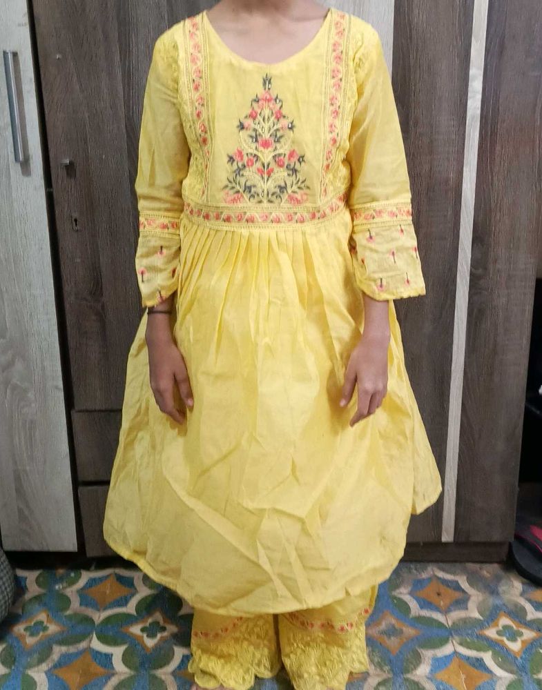 Yellow Embroidered Kurta Set