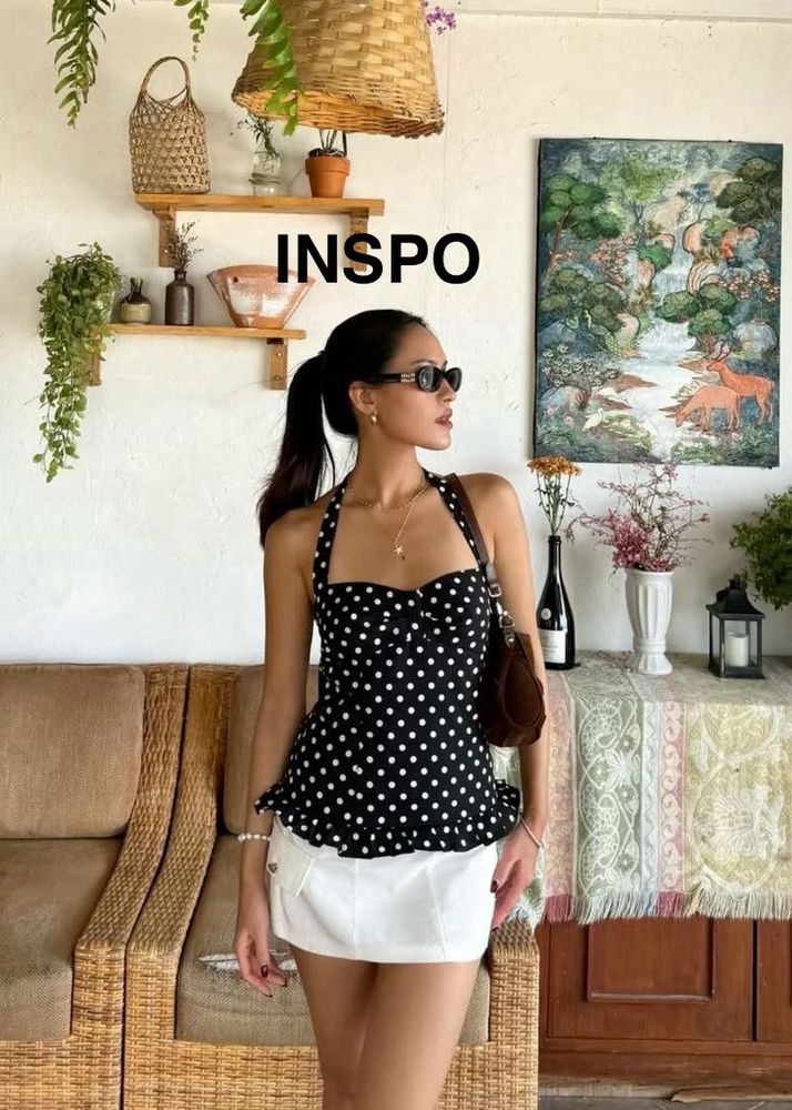 Polka Dot Halter Neck Top