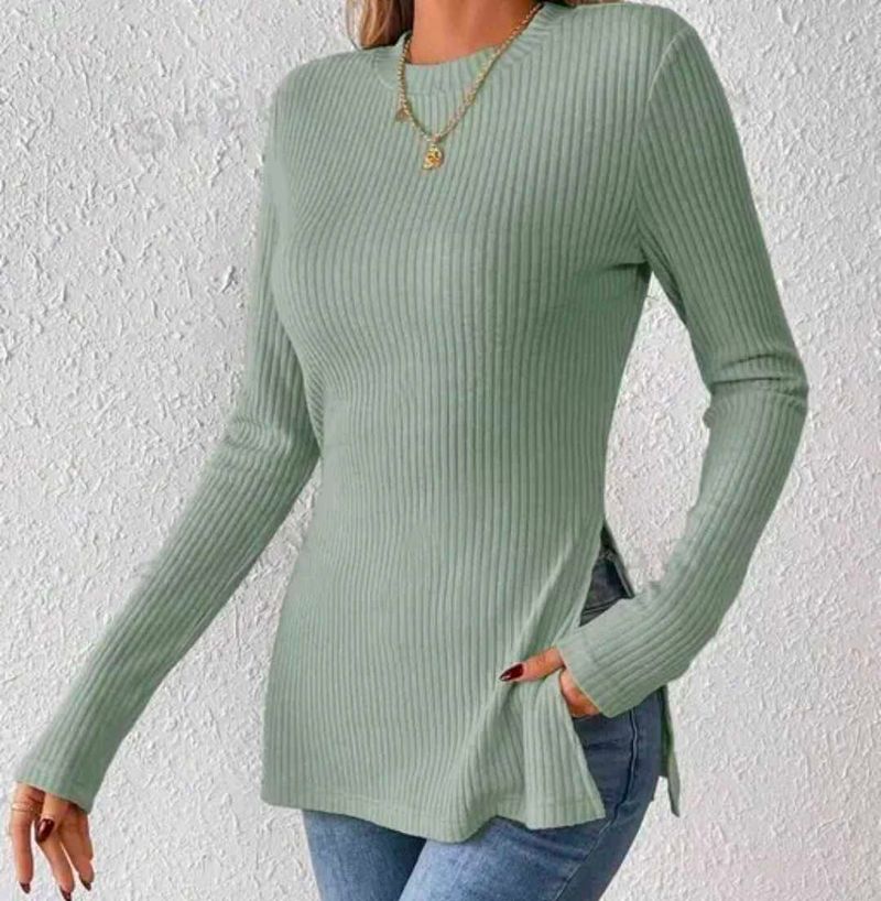 Ribbed Knit Long Sleeve Top