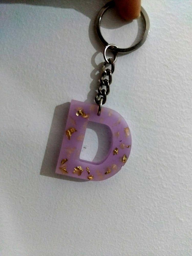 Letter D Keychain purple and pink colour