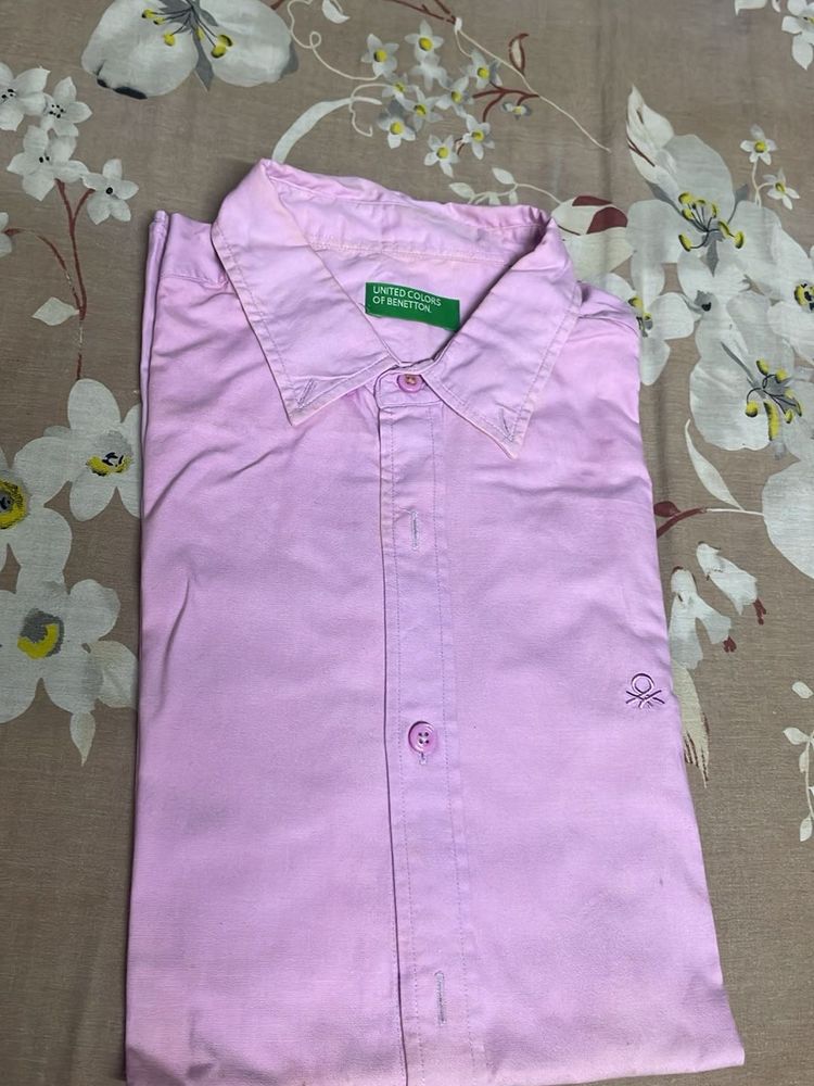 Benetton Pink Button-Down Shirt