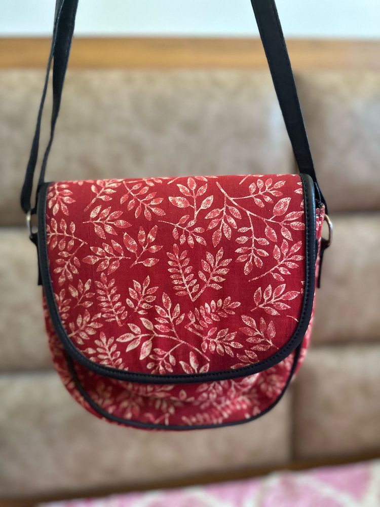 Red Printed Sling Bag (Barely Used)