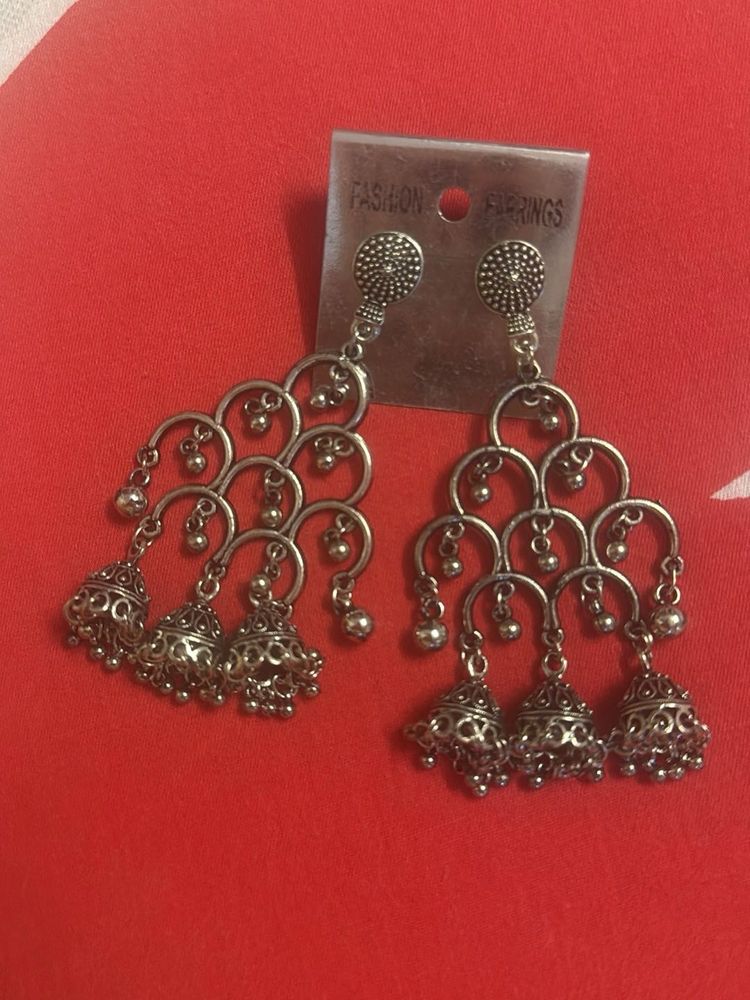Silver Jhumka Earrings