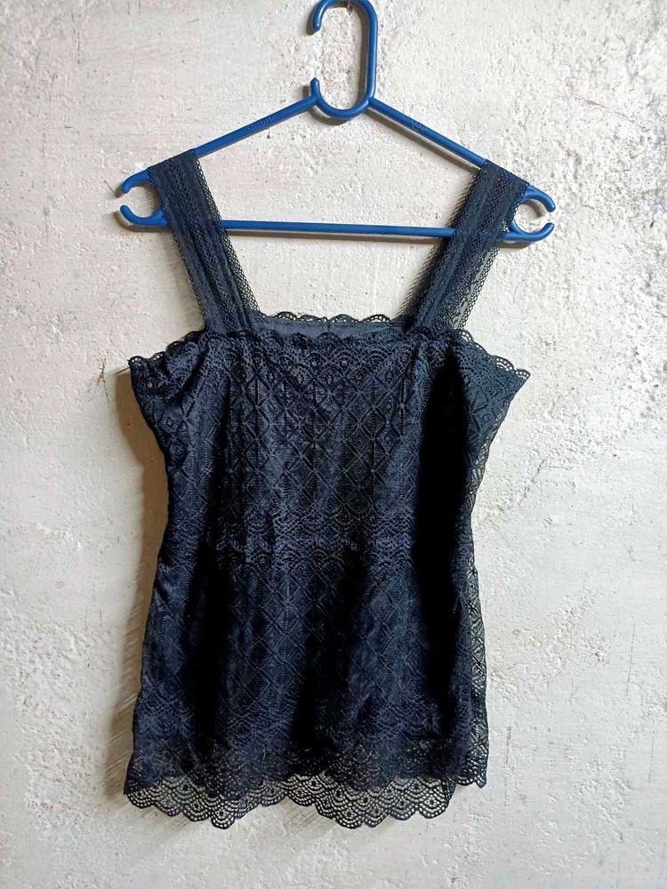 Beautiful Partywear Lace Top Layered Black 🖤