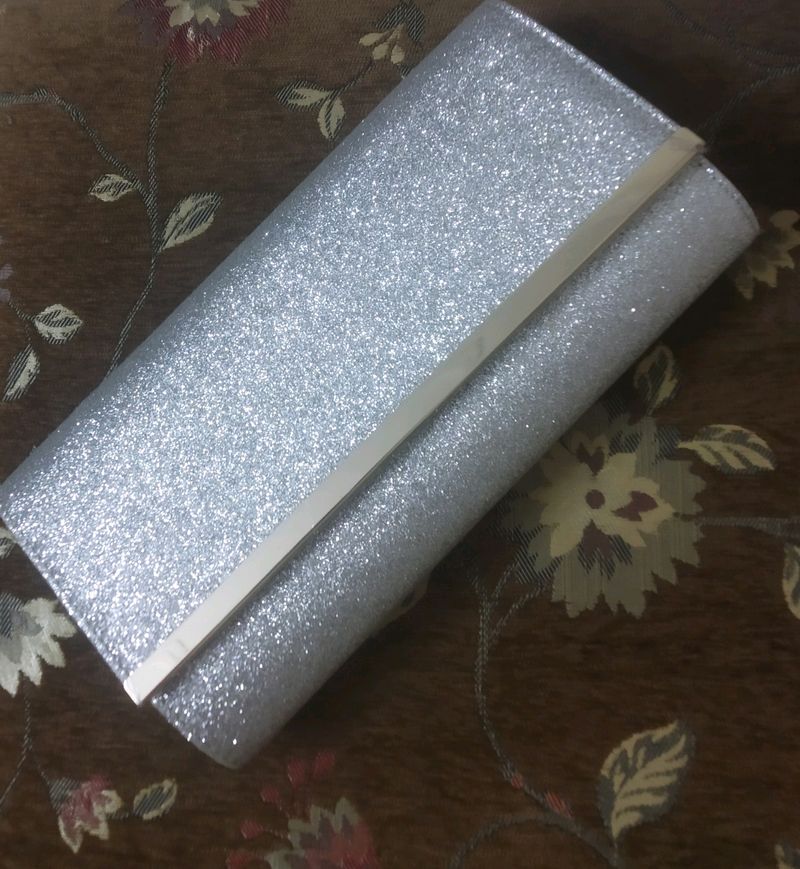 Silver Glitter Clutch