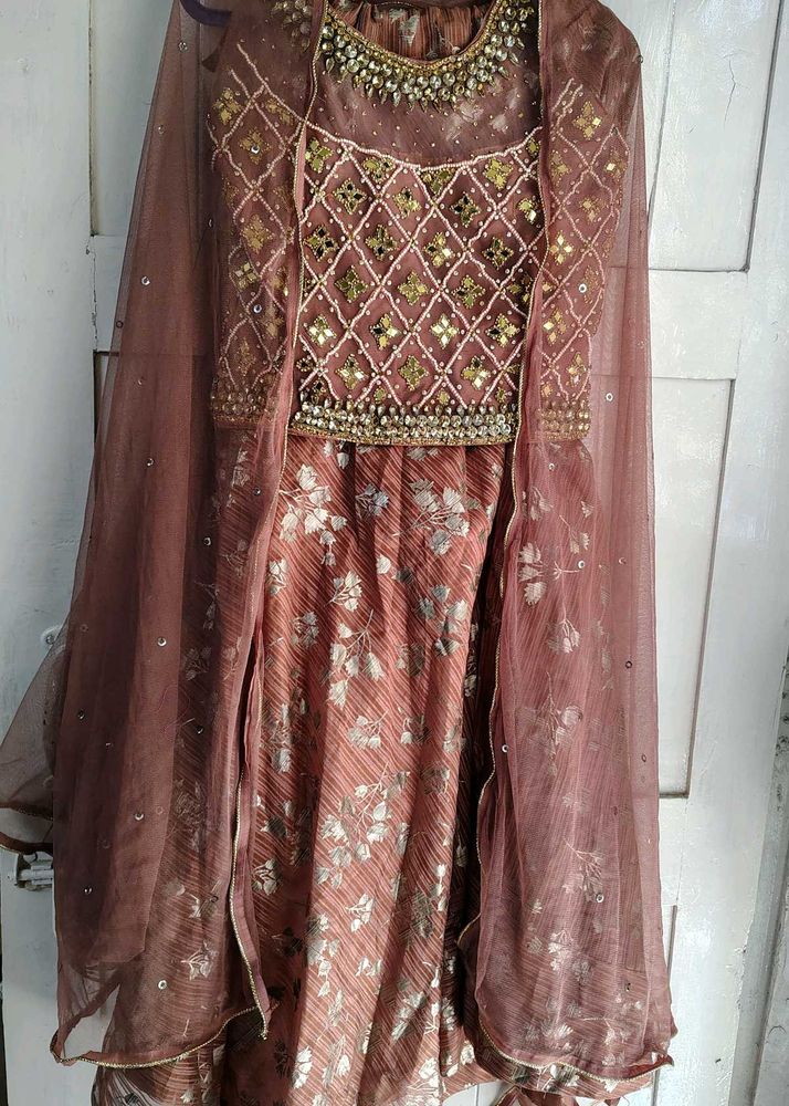 🤎 Brown Crop Top Lehenga choli🔥ethnic set