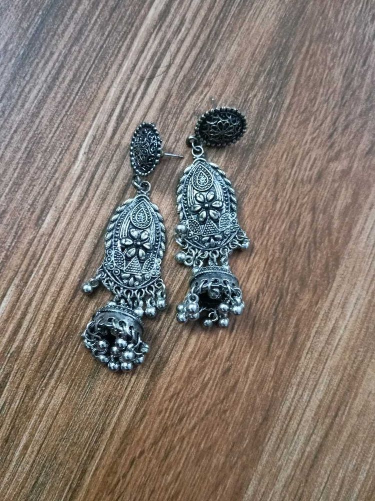 Oxidized Jhumka Earrings