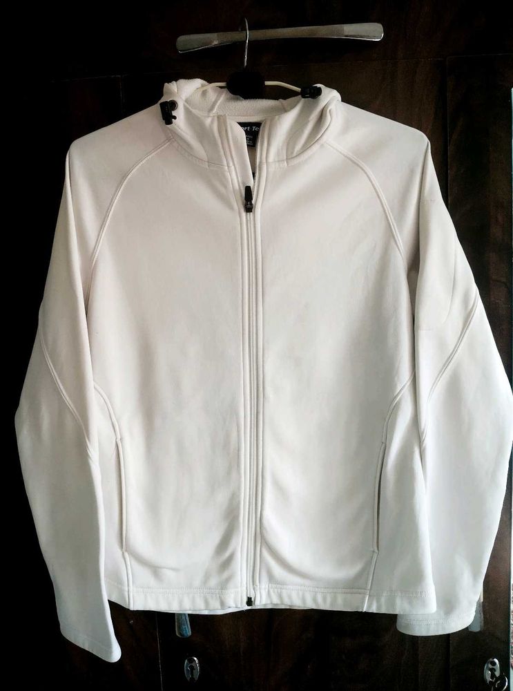 White Zip-Up Active Jacket