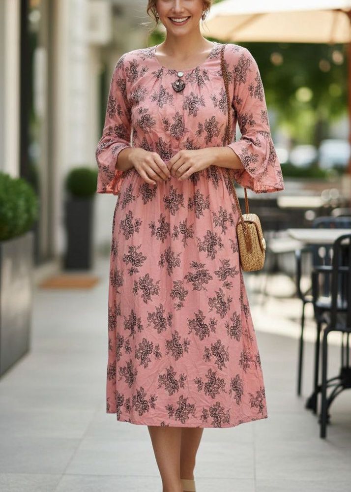 Floral Print Pink Dress