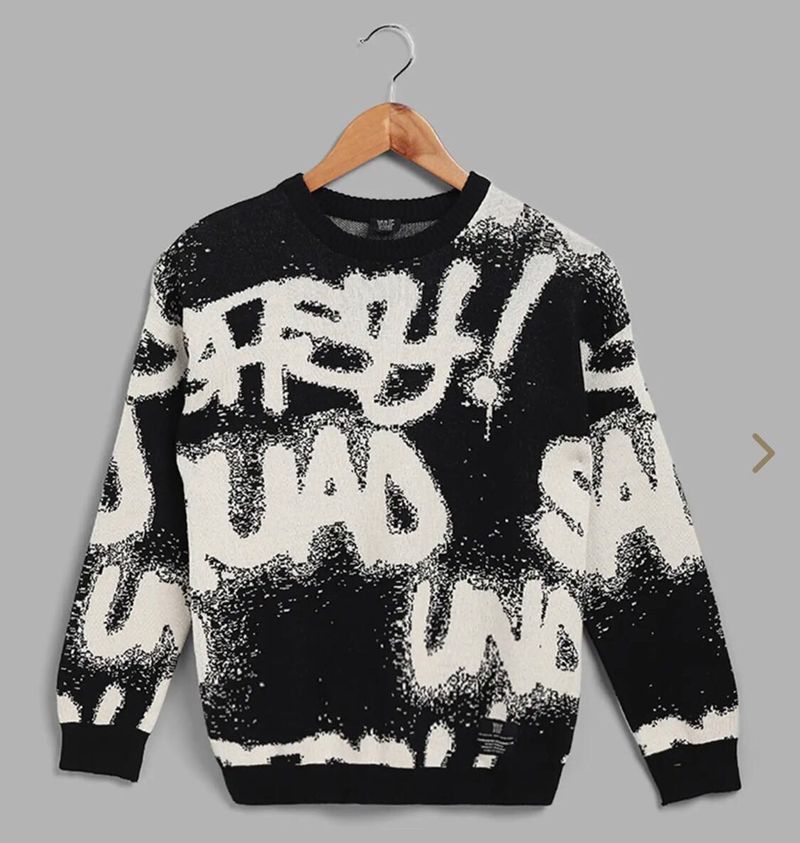 Graphic Print Knit Sweater