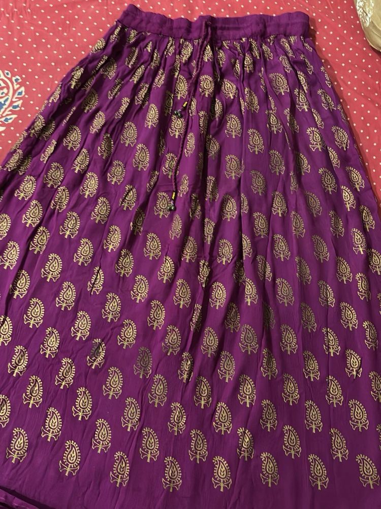 Purple Paisley Print Skirt