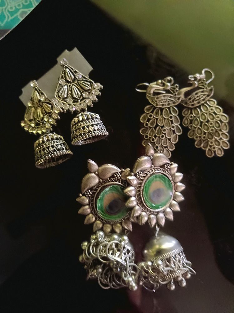 Three Oxidise Earrings Combo