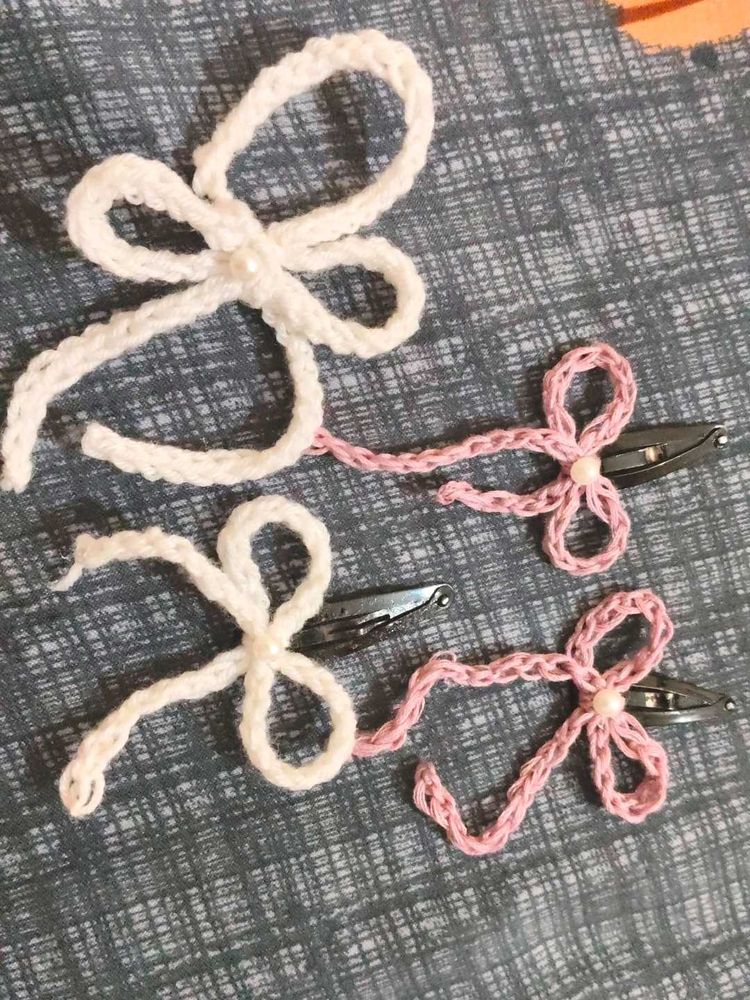 Crochet Bow Hair Clips (Set of 2)