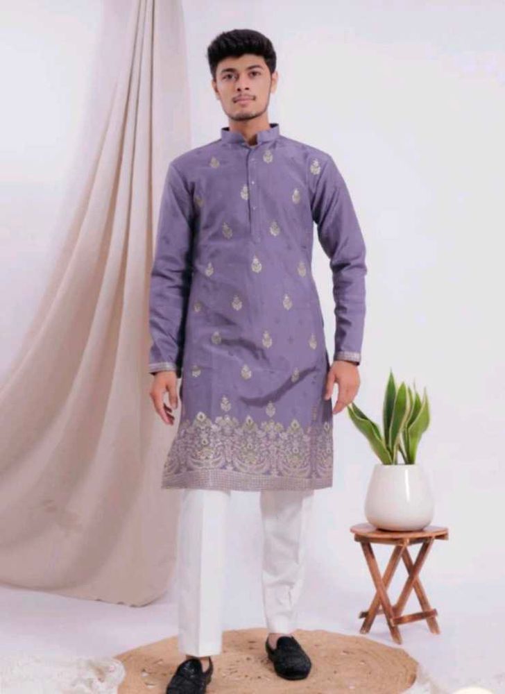 Lavender Embroidered Kurta Set
