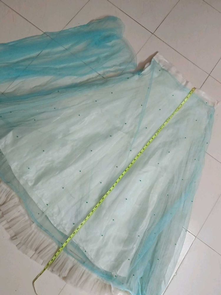 🆕 Shine Net Lahenga With Pearl Work