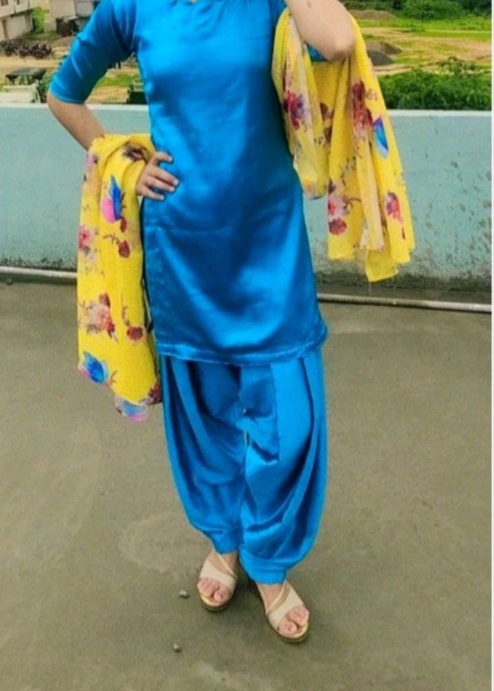 Blue Satin Salwar Suit