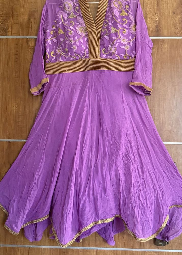 Purple Embroidered Anarkali Kurta
