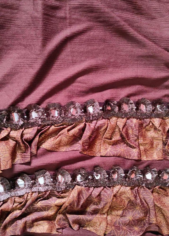 Layer Saree With Embroidery Work