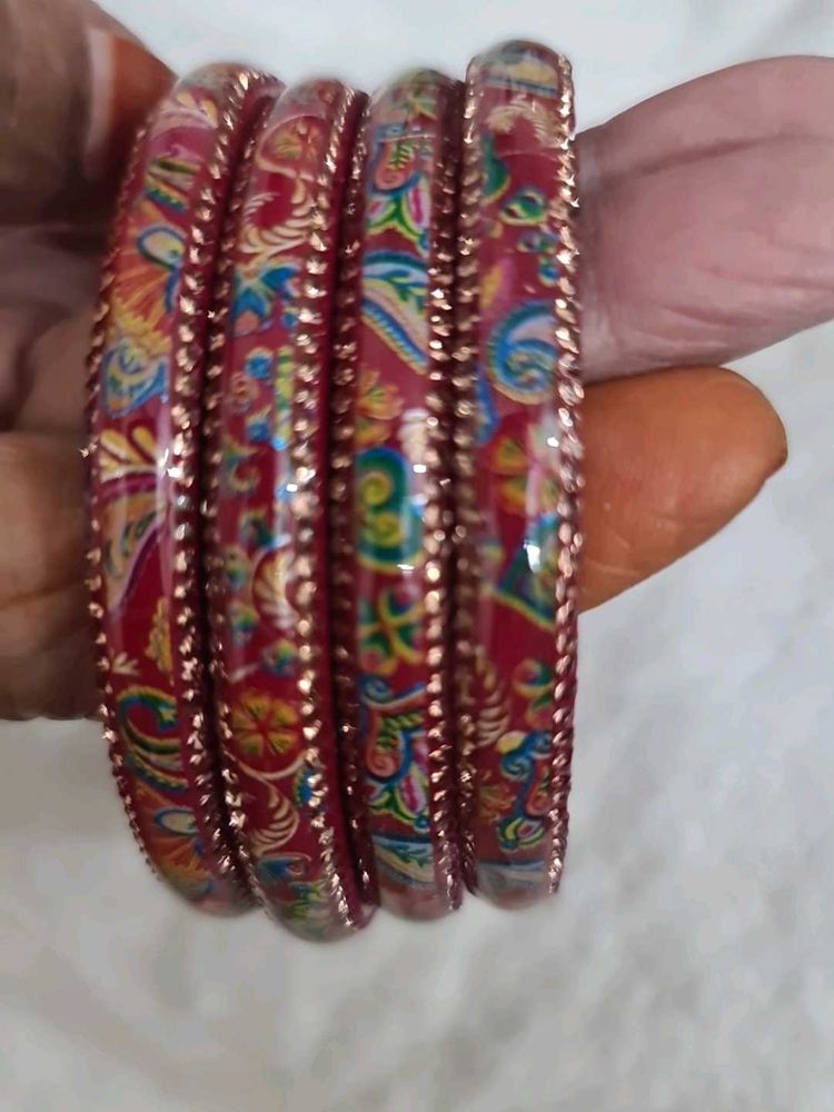 Red &amp; Gold Paisley Bangles