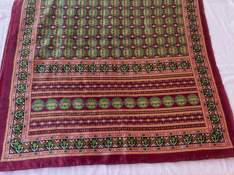 Regal Maroon Saree with Green&amp;maroon Border