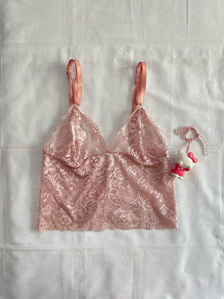 Pink Lace Ribbon Top