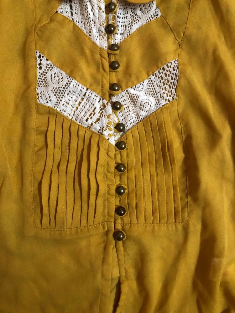 Mustard Lace Top