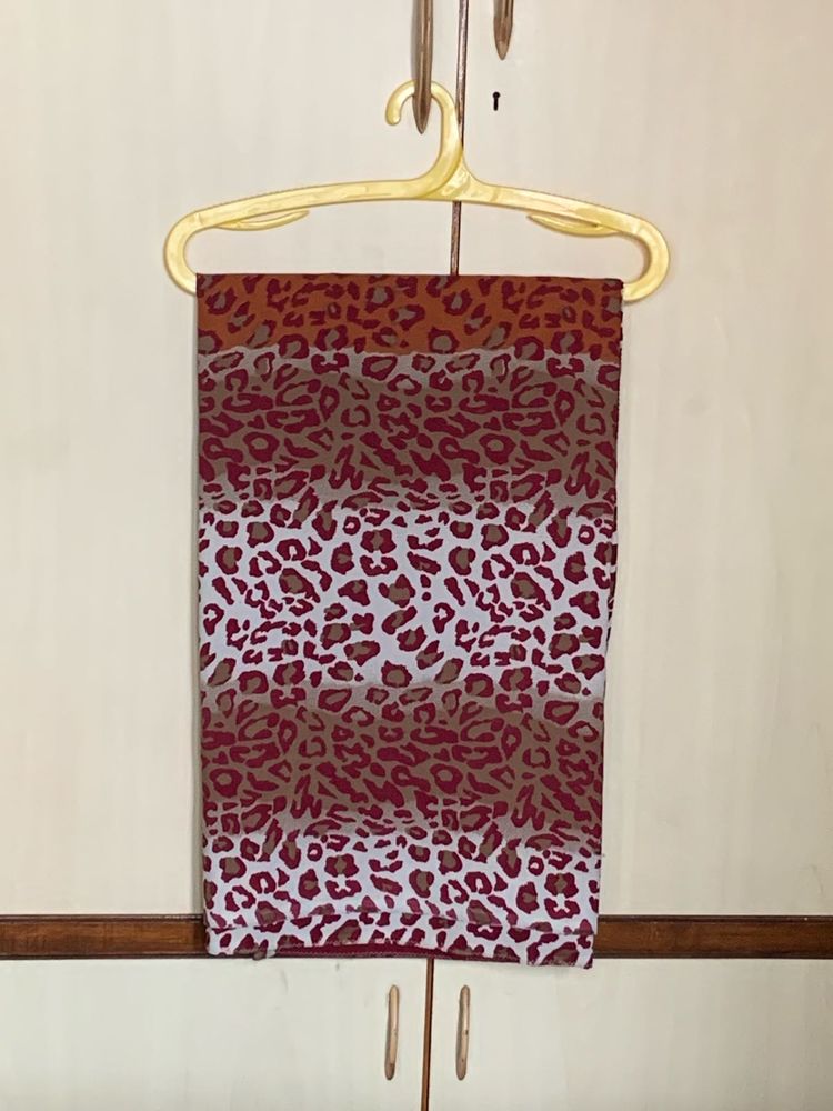 Animal Print Saree With Matching Stitched Blouse