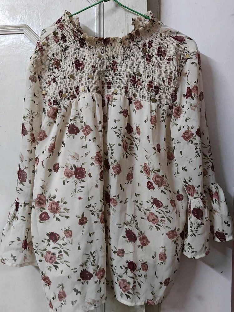 Floral Printed Bell Sleeves Women Top