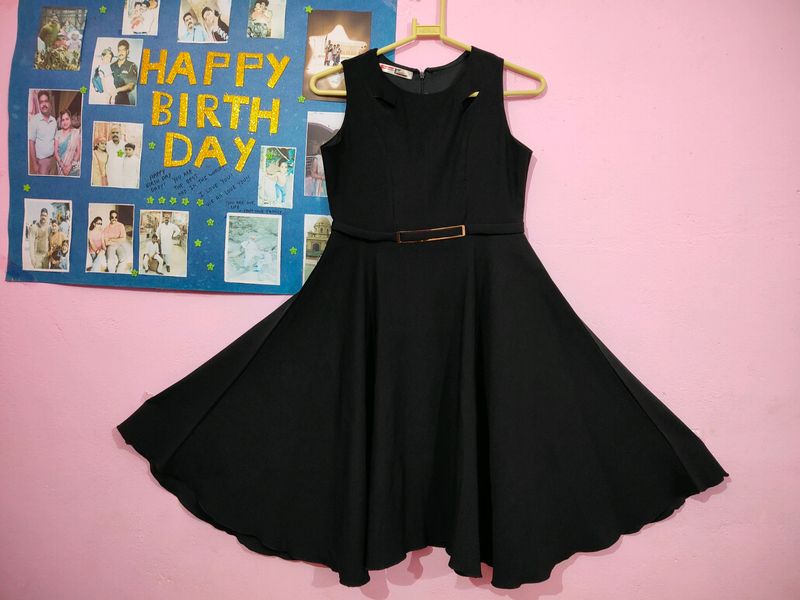 Black Flared One Piece Dress