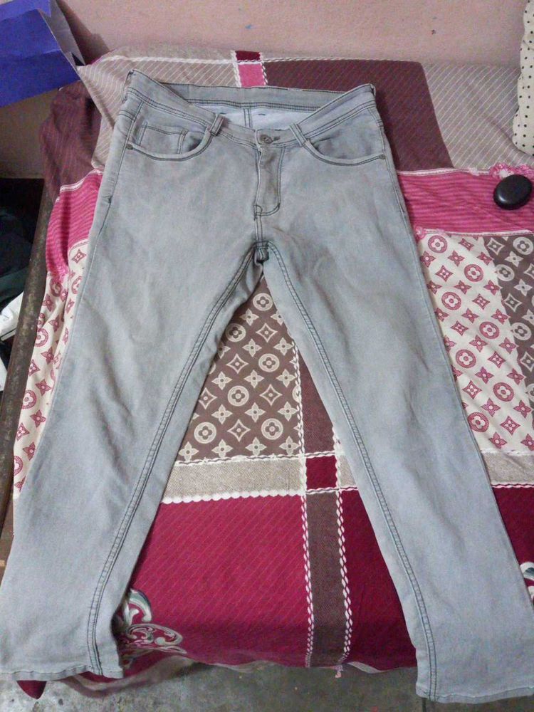 Grey Colour Slim Fit Jeans 34 Size.