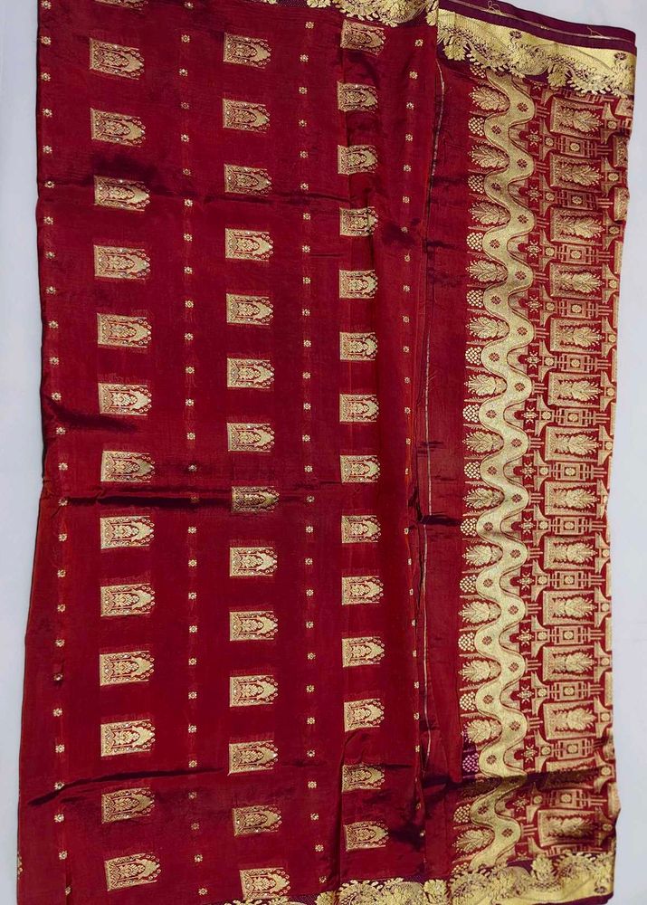 Maroon &amp; Gold Dress Material