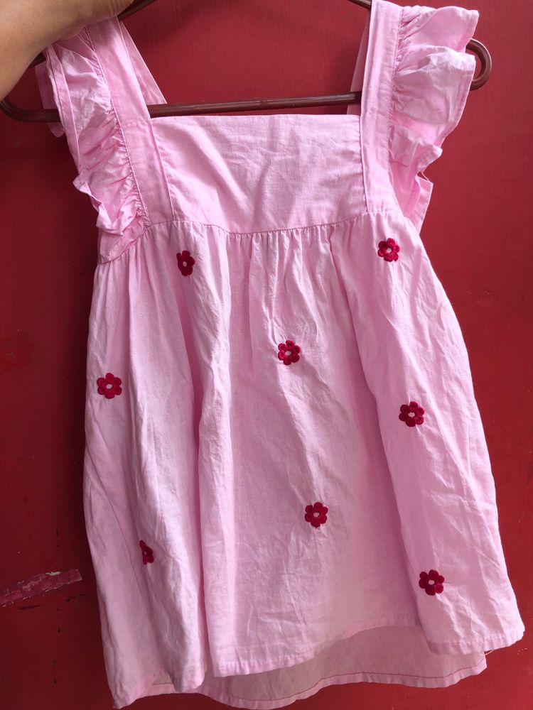 Pink Floral  Peplum Ruffle Sleeve Top