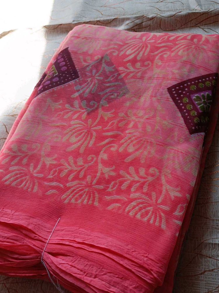 Pink Floral Dress Material