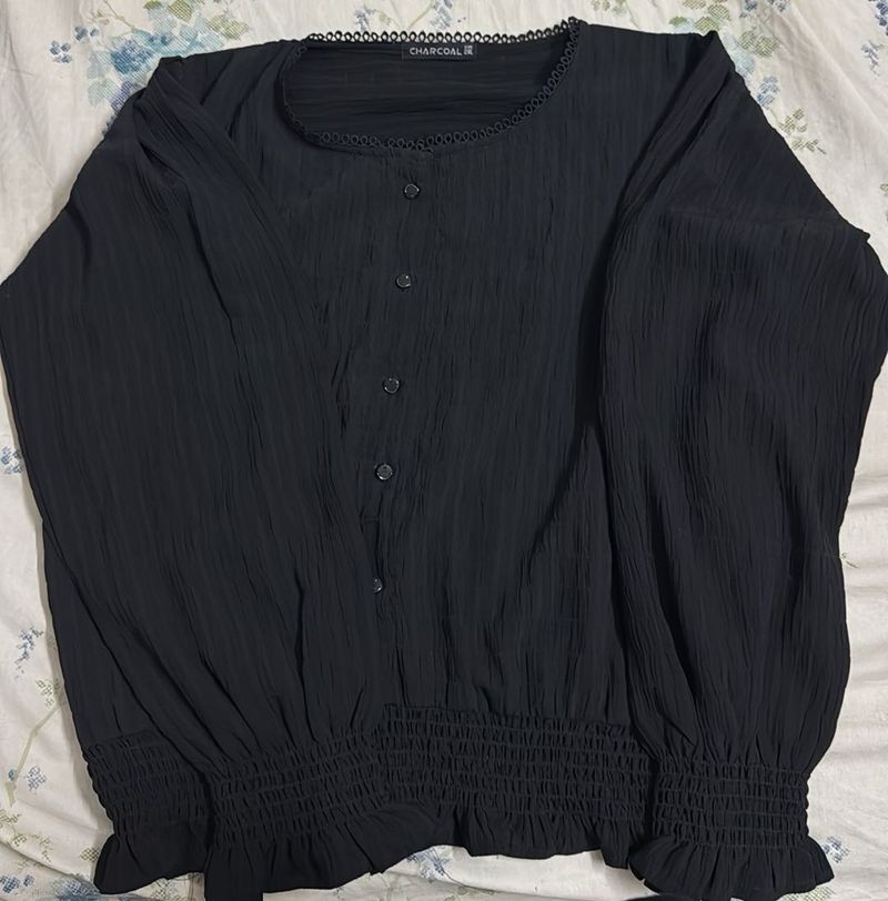 Elegant Black Button-Down Top